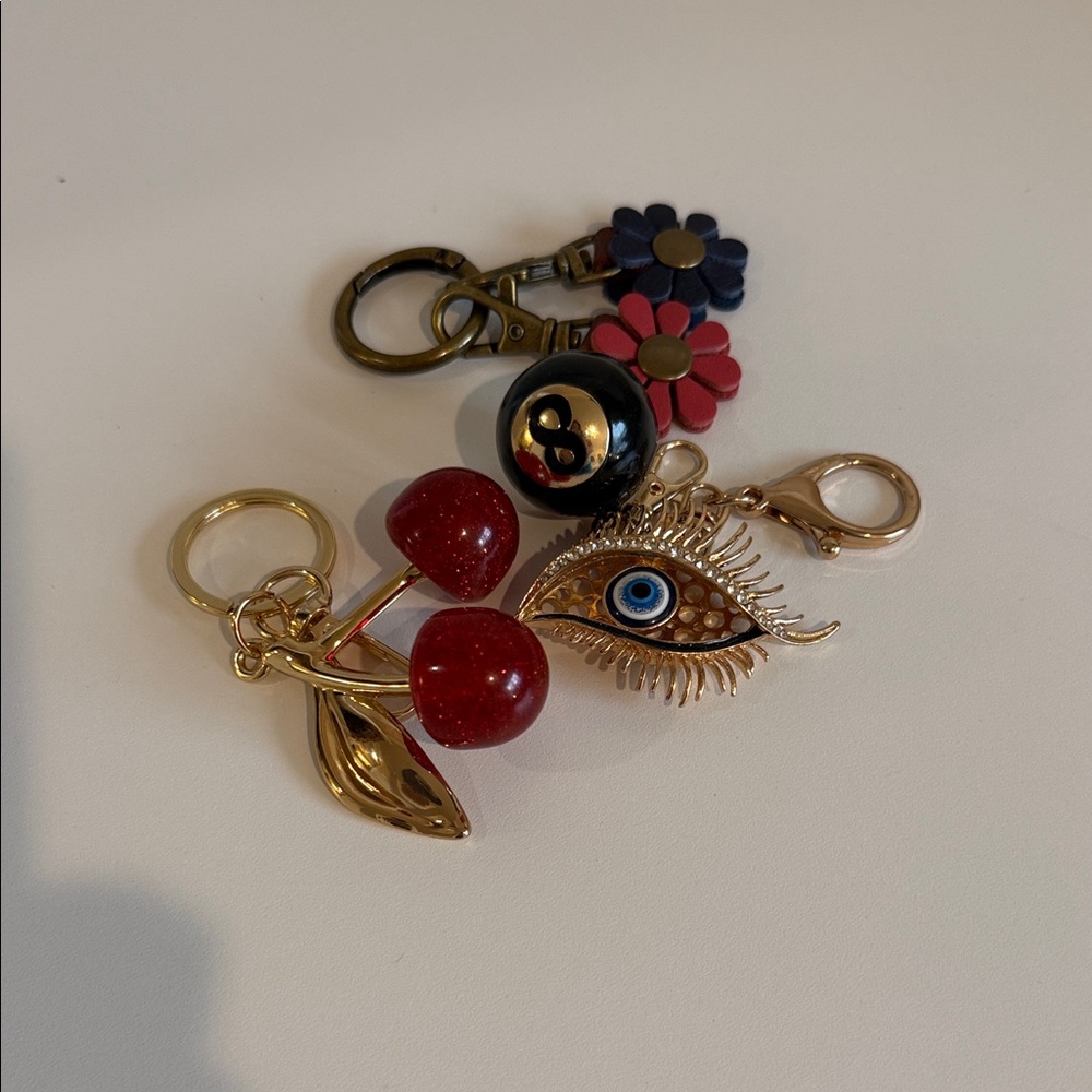 Asst Handbag or  Keychain Set with Eye and Cherry Charms